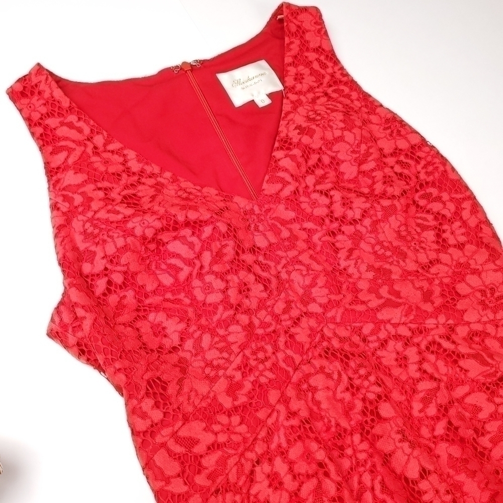 🔴 Shoshanna Anthropologie Red Lace Dress Sz 0 - Picture 3 of 15